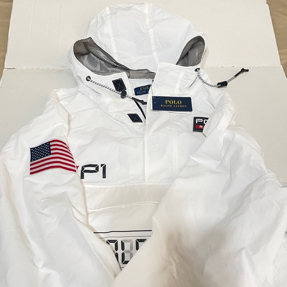 NWT POLO Ralph Lauren RRL P-WING RACING JACKET Stadium 1992 WHITE Hoodie  MENS L - Picture 9 of 11